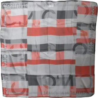 Costume National Gray Red Silk Square Neck Wrap Womens Scarf
