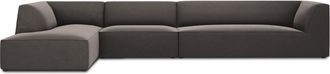 BLOOMINGLOFT 5-Sitzer Ecksofa Sao 366 x 180 cm, mit Samtbezug - Dunkelgrau