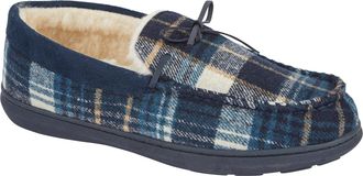 Jo & Joe Mens Lightweight Fleecy Lined Comfort Moccasin Slip on Slipper with Sturdy Sole sizes 7-12 (Glamorgan Navy, UK Footwear Size System, Adult, Men, Numer