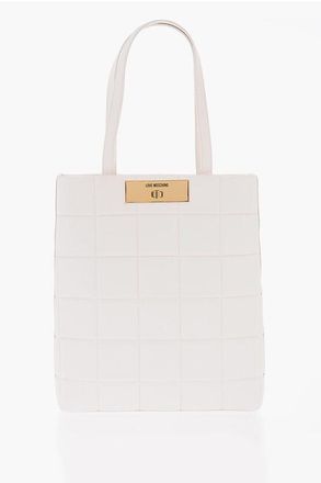 Moschino LOVE Quilted Vegan Leather Tote Bag with Turn Lock Closure size Unica