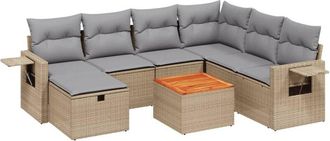 vidaXL Juego De Sof&aacute;s Jard&iacute;n Con Cojines Beige Mezcla 8 Pzas Rat&aacute;n Pe Vidaxl