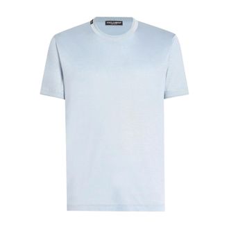 Dolce & Gabbana Tops, Heren, Blauw, L, Katoen, Stijlvol Katoenen T-shirt