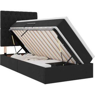 vidaXL Storage Bed with Mattress with Storage Black 90 x 190 cm Velvet vidaXL