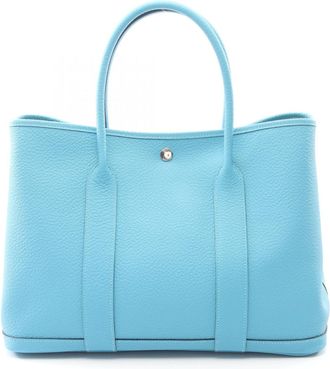 Herm&egrave;s Blue Country Leather Leather Tote Bag (Pre-Owned)