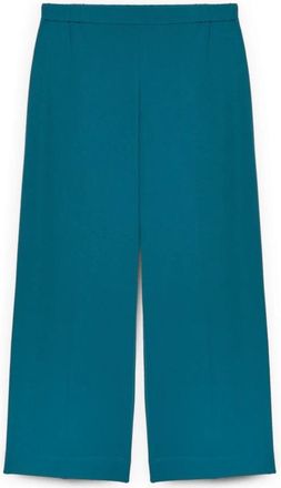 Fiorella Rubino Wijde Pijpen Broek van stretchstof - Dames - Wijde Broeken - Blauw - XL - Polyester - Broeken