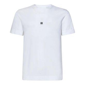 Givenchy Tops, Heren, Wit, S, Katoen, 4G Geborduurd T-shirt
