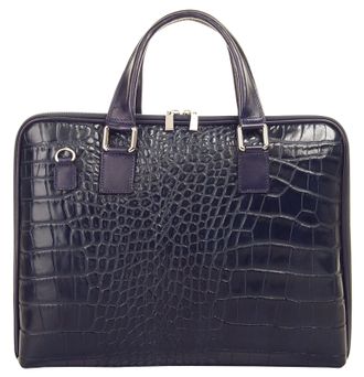 Samantha Look Aktentasche SAMANTHA LOOK, Damen, Gr. B/H/T: 37cm x 31cm x 6cm onesize, blau, Leder, gl&auml;nzend, Taschen Aktentasche, echt Leder, Made in Italy