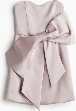 H&M Bandeau-Kleid aus Satin mit grosser Schleife - Pink