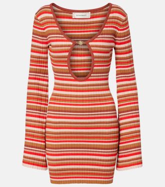 Bananhot Rey cutout ribbed-knit striped minidress