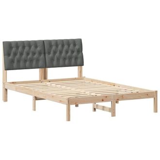 vidaXL Bed Frame with Headboard Dark Grey 140 x 190 cm Solid Pine Wood vidaXL