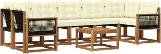 vidaXL Conjunto De Sof&aacute;s De Exterior 8 Uds. Natural Y Crema Vidaxl