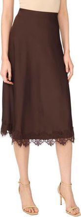 CeCe by Cynthia Steffe Lace Trim Satin Skirt in Coffee Bean at Nordstrom, Size Xx-Large