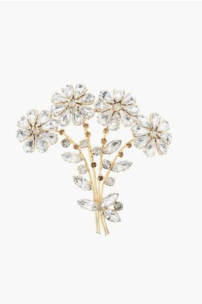 Balenciaga Metal Brooch with a Floral Design Adorned with Jewels size Unica