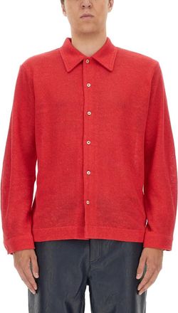 S&eacute;fr Red Regular Solid Shirt