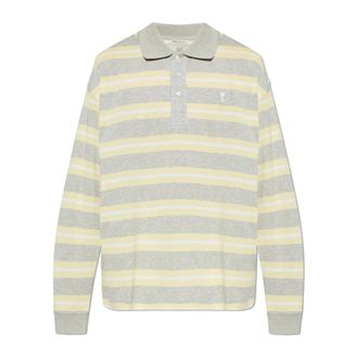 Ami Polo Shirts, male, Gray, Size: 2XL Long-sleeved Polo Shirt