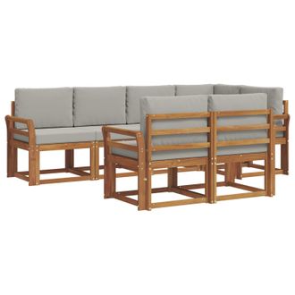vidaXL Conjunto De Sof&aacute;s De Exterior 7 Pcs Gris Natural Y Claro Vidaxl