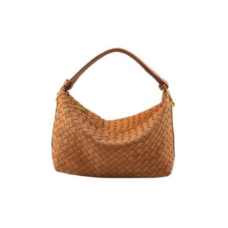 Generic Compatible For Simple Solid Color Small Square Bag Foreign Style Texture Shoulder Woven(Light brown)