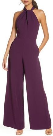 Julia Jordan Halter Neck Wide Leg Jumpsuit in Plum 2 at Nordstrom Rack, Size 12
