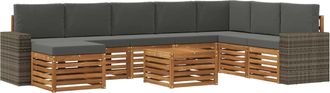 vidaXL Conjunto De Sof&aacute;s De Exterior 9 Uds. Natural Y Antracita Vidaxl