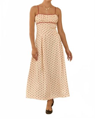Skies Are Blue Clothing Polka Dot Midi Dress In White & Red