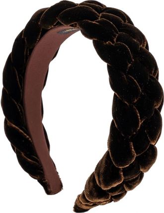 Alexandre de Paris Nocturne Braided Velvet Headband in Brown at Nordstrom