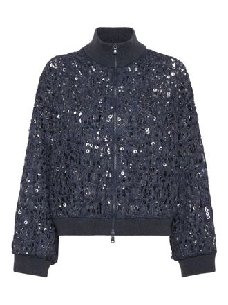 Brunello Cucinelli Dazzling embroidered cardigan - Blue