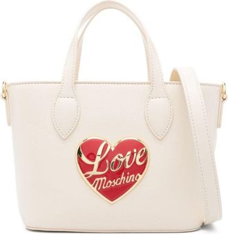 Love Moschino Structured Avorio Handbag With Heart Emblem