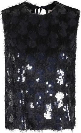 Semicouture Cara Sequin Top - - Tops - Donna - Blu - S