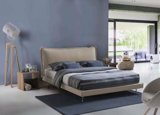 Dmora Dmora - Cama Matrimonial Dabbat, Cama Fija Con Tapizado Y Cabecero En Tela, 100% Made In Italy, Apertura Frontal, Adecuado Para Colch&oacute;n Cm 160x190, Be