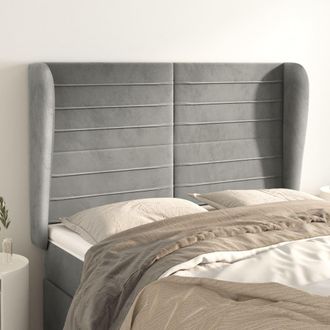 vidaXL Cabecero Con Orejas De Terciopelo Gris Claro 147x23x118/128 Cm Vidaxl