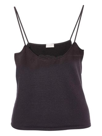 Valentino Garavani lace-trim cotton top - women - Polyamide/Cotton - L - Brown