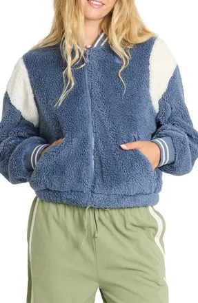 Billabong Batter High-Pile Fleece Jacket in Blue Smoke at Nordstrom, Size X-Small