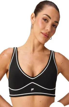 Fabletics Womens PureLuxe Longline Low Impact Bra in Black/classic White at Nordstrom, Size Xx-Large