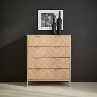 Sweeek 4-drawer Herringbone Chest in Light Brown