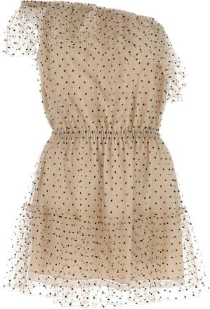 Gucci polka-dot one-shoulder minidress - women - Viscose/Polyamide/Polyester/Acetate/Silk - 40 - Neutrals