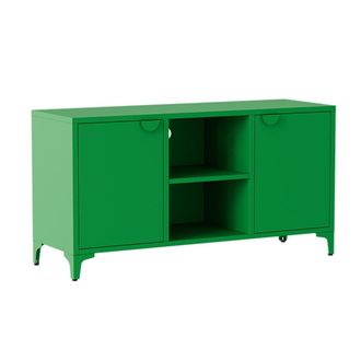 Oviala Aparador moderno de 2 puertas L120 cm en metal verde