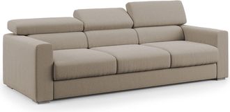 Divani.Store Dylan Sof&aacute; De 3 Plazas Con Pouf Extra&iacute;ble En Tejido Efecto Algod&oacute;n Impermeable 240 Cm Beige