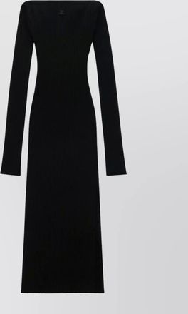 Courr&egrave;ges ribbed off-shoulder long-sleeve midi dress