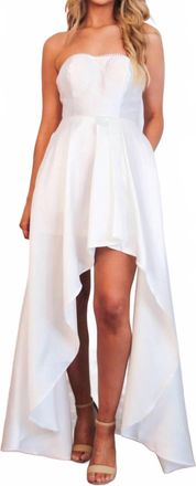 Maniju Ryleigh Pearl Detail Satin High Low Maxi Dress In White
