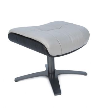 MyNewDesign Puf de piel gris y roble negro