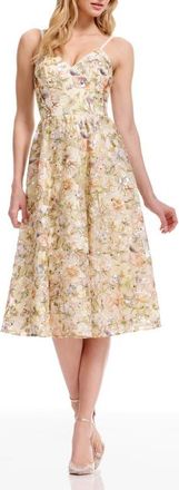Dress The Population Maren Floral Sequin Fit & Flare Cocktail Dress in Ivory Multi at Nordstrom, Size Xx-Large