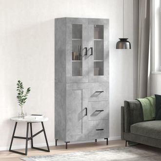 vidaXL Aparador Alto Madera Contrachapada Gris Hormig&oacute;n 69,5x34x180 Cm Vidaxl