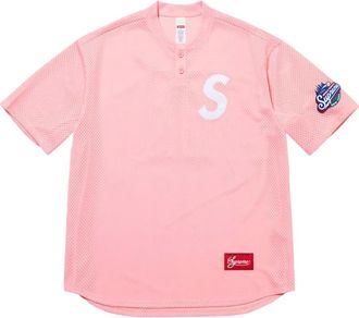 SUPREME Henley top met S-logo - Roze