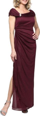 Alex Evenings Embellished L-Neck Gown in Fig at Nordstrom, Size 10