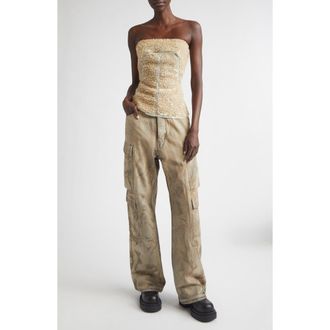 Rick Owens Sequin Tulle Bustier Top in Light Blue/Sand at Nordstrom, Size 8 Us