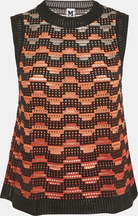 M Missoni Black/orange Knit Sleeveless Top