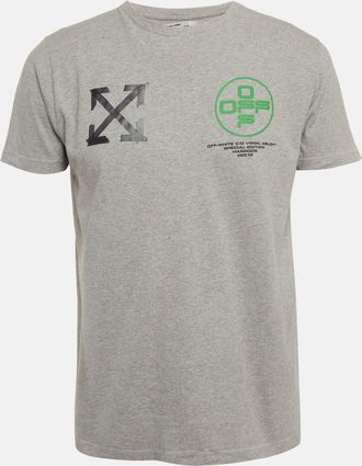 Off-white Grey Print Cotton Half Sleeve T-Shirt