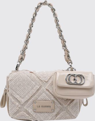 La Carrie Mini borsa a spalla in tweed con manico a catena intrecciata