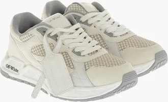 Off-white Perforated Fabric and Suede Low-Top Sneakers KICK OFF size 37
