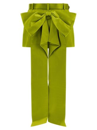 Self Portrait Structured Bow Maxi Skirt - Lime Green